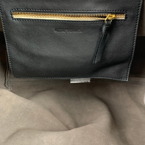 KEMPTON & Co Grey & Silver Stripe Suede Tote Handbag
