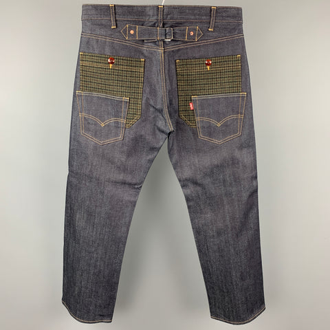 JUNYA WATANABE x LEVI'S Size L Indigo Patchwork Cotton Blend Large Pockets Jeans