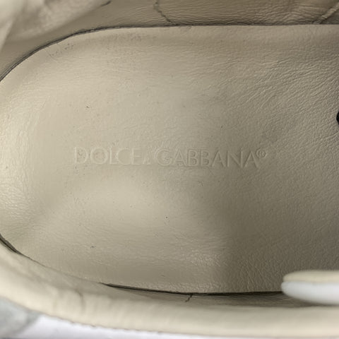 DOLCE &amp; GABBANA Zapatillas con cordones de ante gris y cuero blanco talla 9