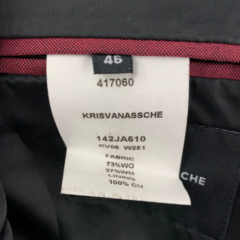 KRIS VAN ASSCHE Size 36 Burgundy & Black Viscose Blend Sport Coat