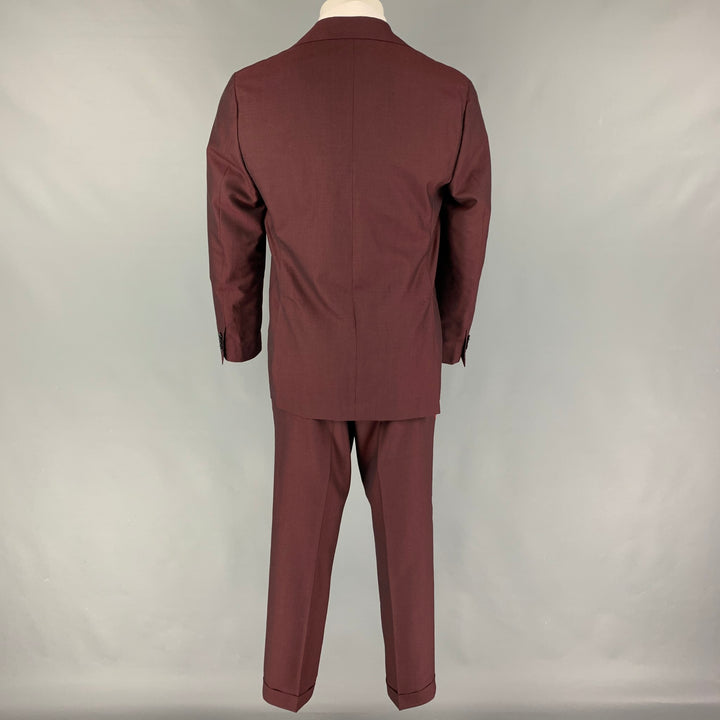 SUIT SUPPLY Size 36 Burgundy Wool Mohair Notch Lapel Suit