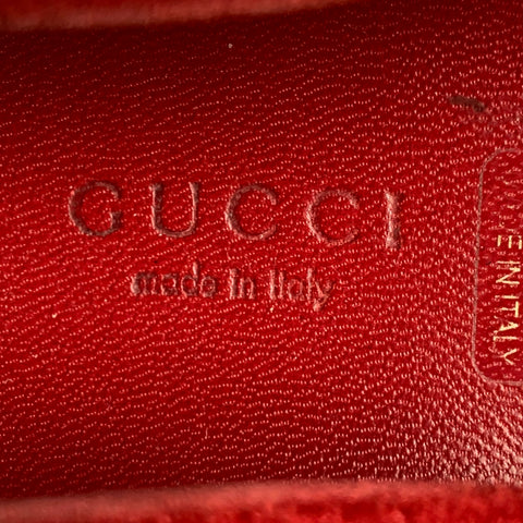 Vintage GUCCI Size 7 Red Navy Suede Ribbon Drivers Flats