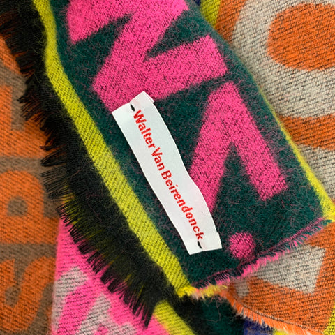 WALTER VAN BEIRENDONCK Multi-Color Print Wool Scarf