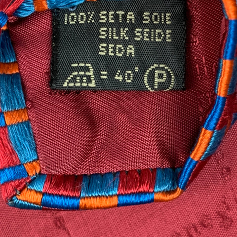 ERMENEGILDO ZEGNA Red Blue Rhombus Silk Satin Tie