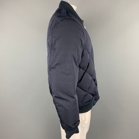 PAUL SMITH JEANS Size XXL Navy Quilted Polyester / Nylon Bomber Jacket