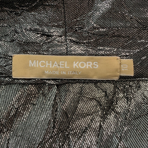 MICHAEL KORS COLLECTION  Size 10 Silver Metallic Open Front Blouse
