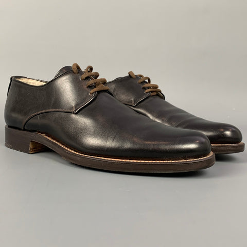 FAUSTO SANTINI Talla 7.5 Cordones planos de cuero negro