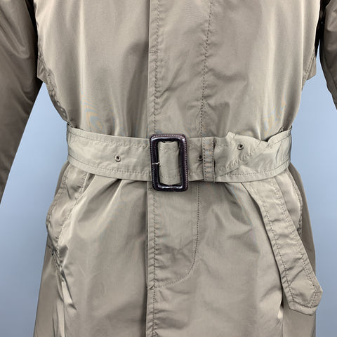 BEAMS Chest Size S Olive Polyester Buttoned Belted Long Coat