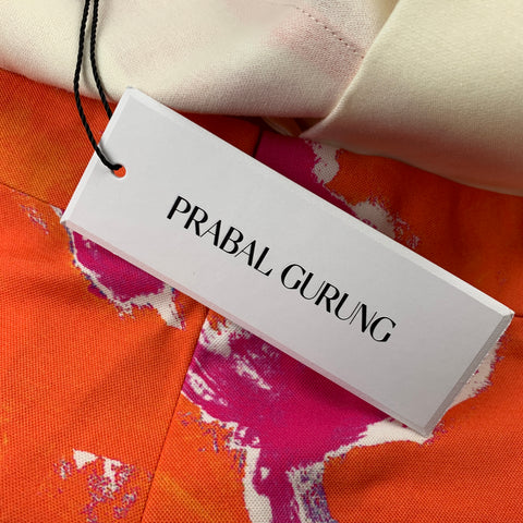 PRABAL GURUNG Size 32 Orange & Fuchsia Abstract Cotton / Polyamide Zip Fly Shorts