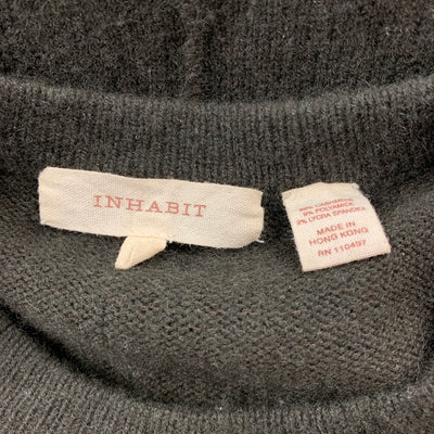 INHABIT Size S Olive Knitted Cashmere Blend Crew-Neck Sweater