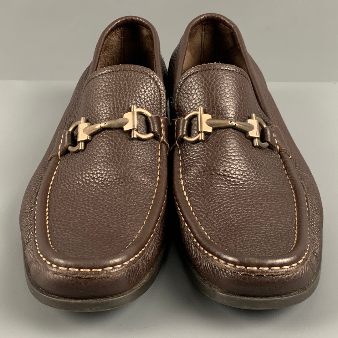 SALVATORE FERRAGAMO Size 9.5 Brown Leather Loafers
