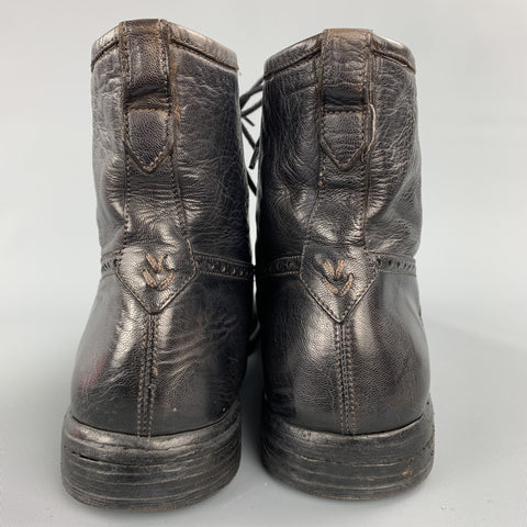 JOHN VARVATOS Size 7.5 Dark Brown Perforated Leather Wingtip Boots
