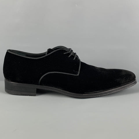 MAGNANNI Size 10.5 Black Velvet Oxford Lace Up Shoes