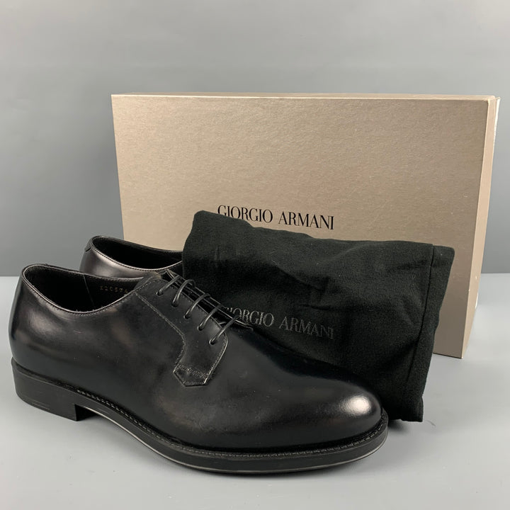 GIORGIO ARMANI Size 7 Black Leather Lace-Up Shoes
