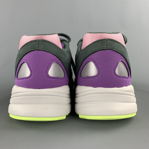 ADIDAS Size 10.5 Green & Purple Mixed Materials Nylon Lace Up Sneakers