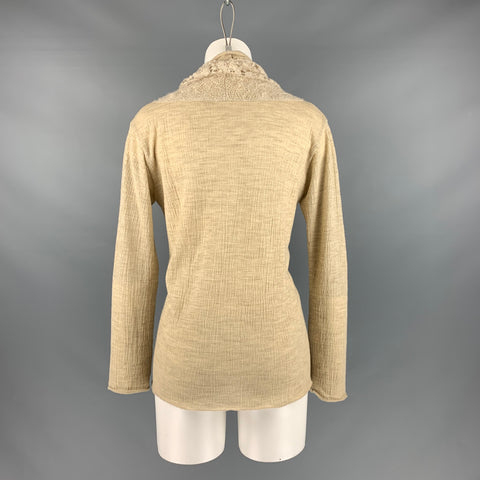 HEART HAAT Size M Beige Wool Crochet Cowl Collar Casual Top