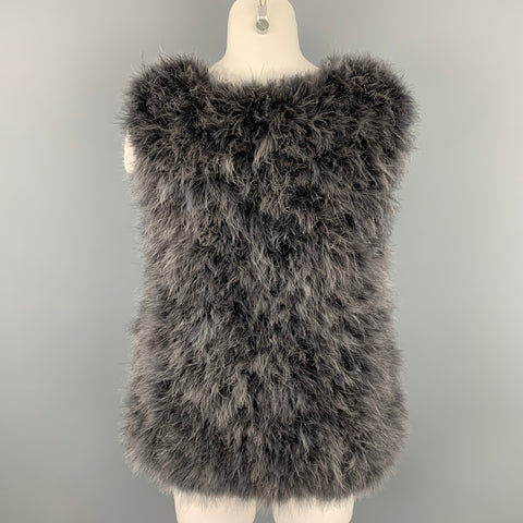 DRIES VAN NOTEN Size S Grey Feathers Oversized Pullover Vest