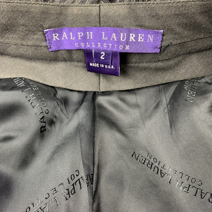 RALPH LAUREN COLLECTION Size 2 Black & Grey Striped Wool Dress Pants