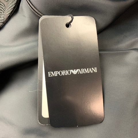 EMPORIO ARMANI Size 46 Black Textured Polyester Zip Up Jacket