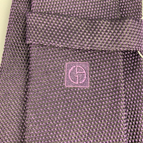 GIORGIO ARMANI Purple Black Textured Silk Tie