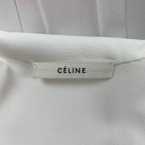 CELINE Size 6 Cream Crepe De Chine Silk Oversized Bow Blouse
