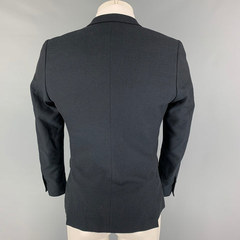 THE KOOPLES Size 36 Black Grid Wool Cotton Peak Lapel Sport Coat