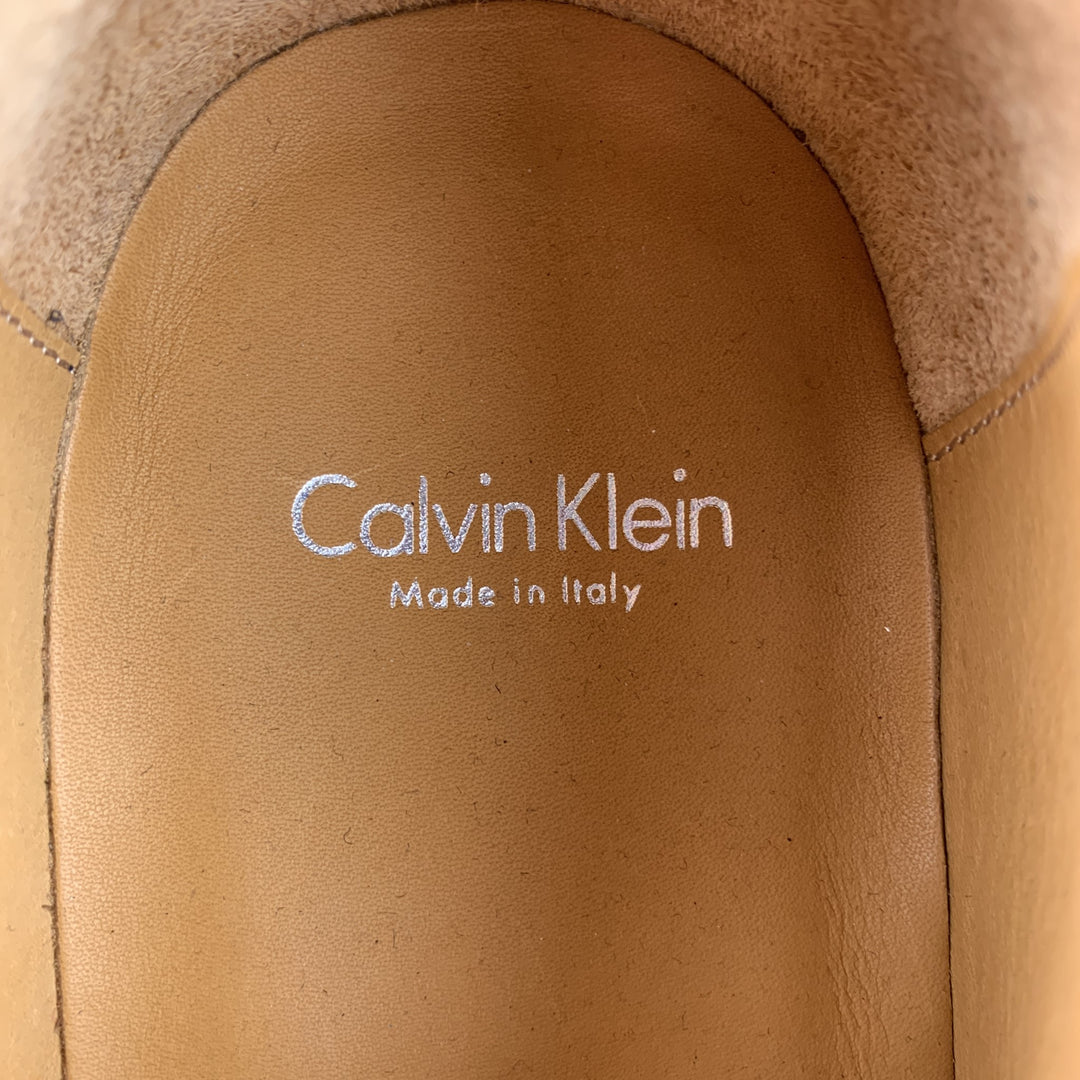 CALVIN KLEIN Size 8 Cognac Solid Leather Slip On Loafers