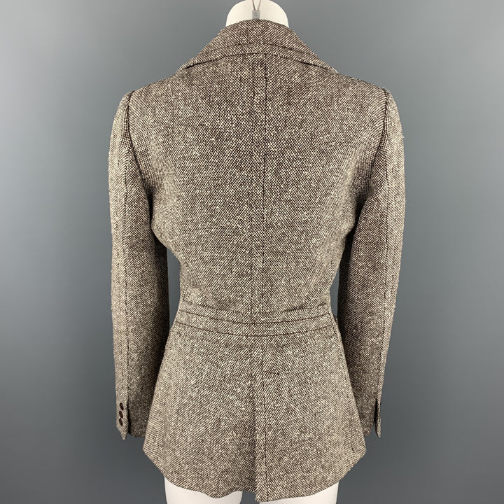 SAMSONITE Size 8 Brown / White Tweed Wool Blend Jacket
