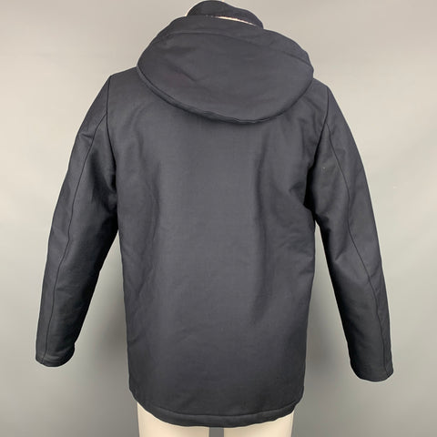 SANDRO Size M Marine Navy Cotton Hooded Parka Deck Jacket