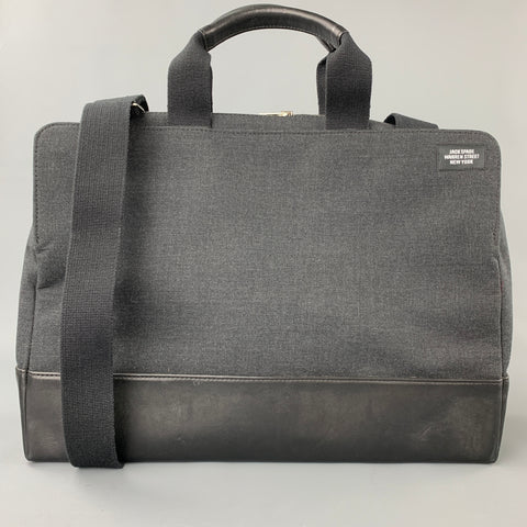 JACK SPADE Sac pour ordinateur portable avec bordure en cuir anthracite et toile noire