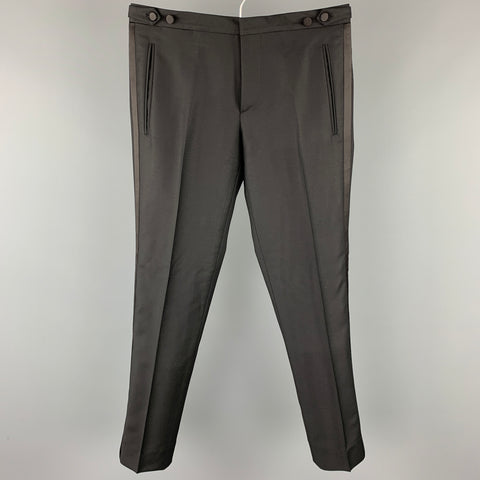 BURBERRY LONDON Size 34 Regular Black Wool / Mohair Tuxedo Suit