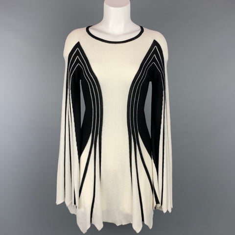 ANNE FONTAINE Athena Taille 4 Robe asymétrique en laine mélangée noire et blanche