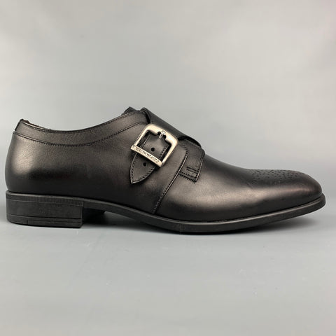 BRUNO MAGLI Size 8 Black Perforated Leather Monk Strap Loafers