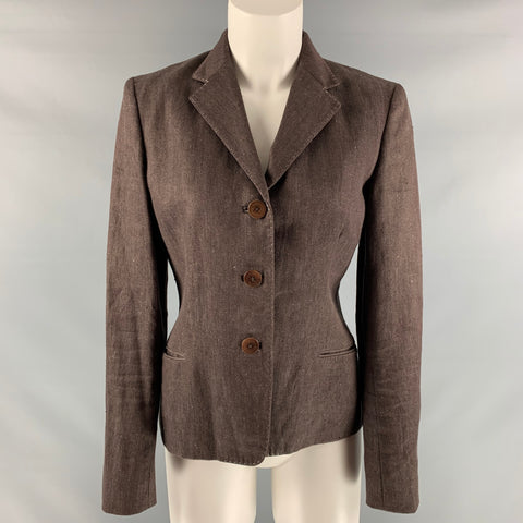 RALPH LAUREN 'COLLECTION by' Blazer con puntadas en contraste de lino marrón talla 6