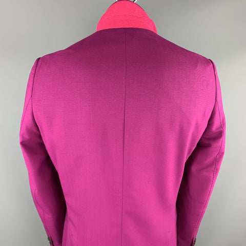 PAUL SMITH Taille 46 Manteau de sport à revers cranté en laine framboise
