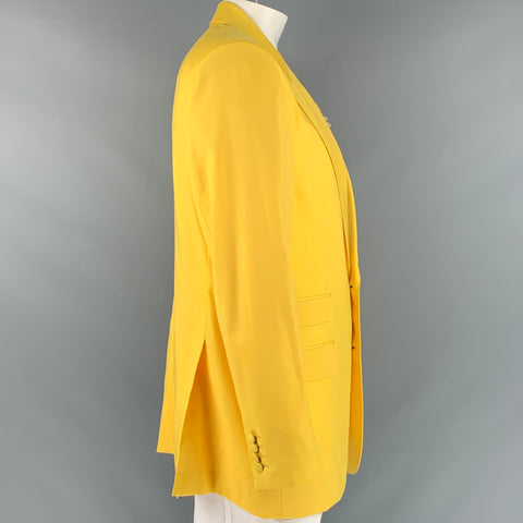 DOLCE & GABBANA Size 44 Yellow Wool Peak Lapel Sport Coat
