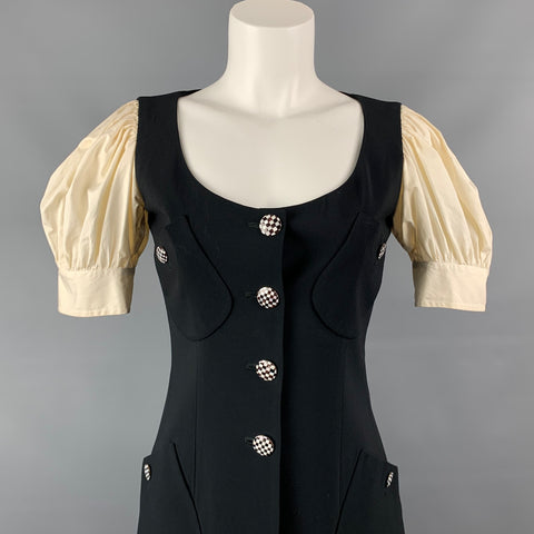 Vintage MOSCHINO COUTURE Size S Black & Cream Acetate Blend Jacket