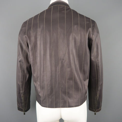 ARMANI COLLEZIONI 40 Purple Stitched Leather Biker Jacket