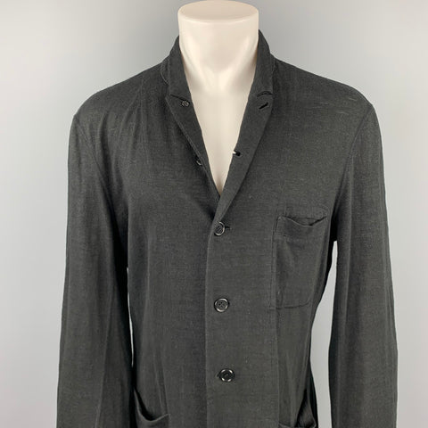 YOHJI YAMAMOTO Size L Black Knitted Linen Buttoned Jacket