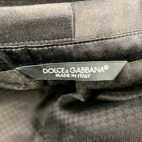 DOLCE & GABBANA Gold Size 36 Regular Eggplant Purple & Black Wool Blend Shawl Collar Suit