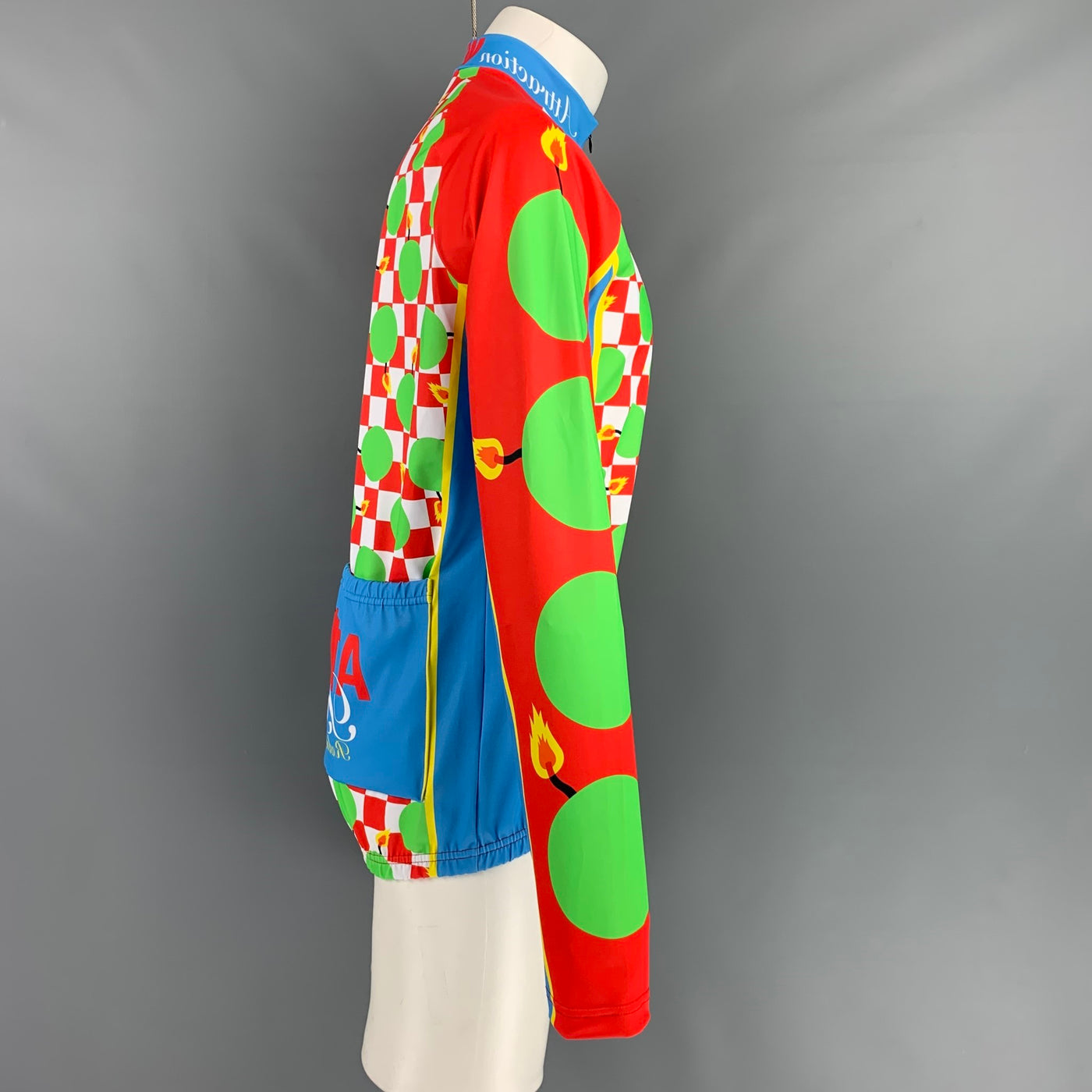 WALTER VAN BEIRENDONCK, Sweaters, Walter Van Beirendonck Ss2 Green Red  Graphic Nylon Jersey Bike Top