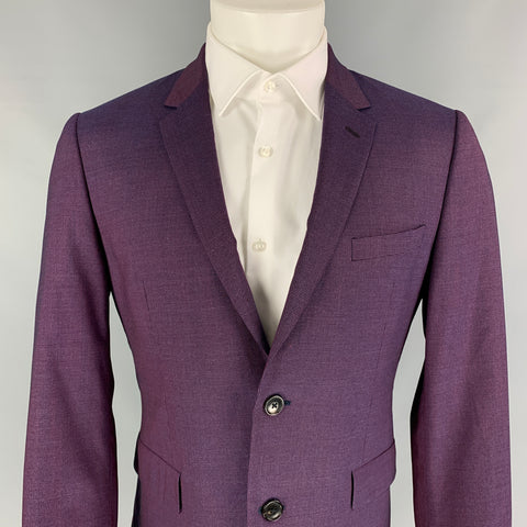 PAUL SMITH Kensington Fit Taille 38 Régulier Violet Marine Grille Laine / Soie Sport Manteau