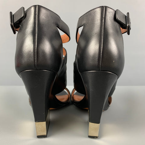 GIVENCHY Talla 6.5 Sandalias de cuña de metal negro