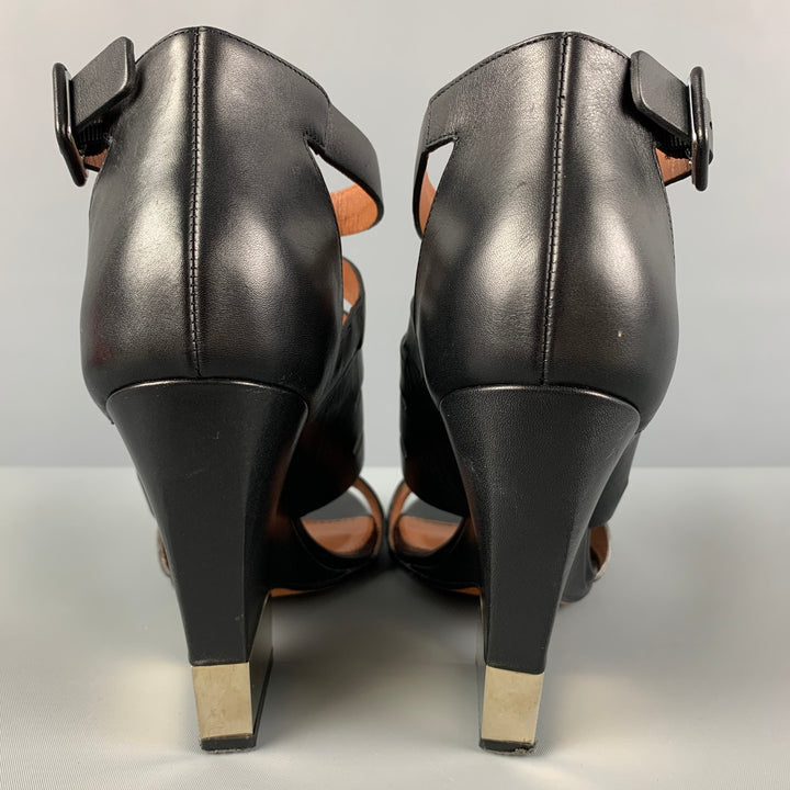 GIVENCHY Talla 6.5 Sandalias de cuña de metal negro