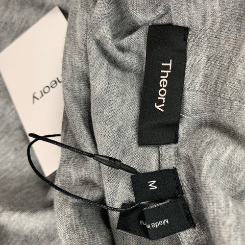 THEORY Size M Grey Heather Cotton Cashmere Turtleneck Pullover
