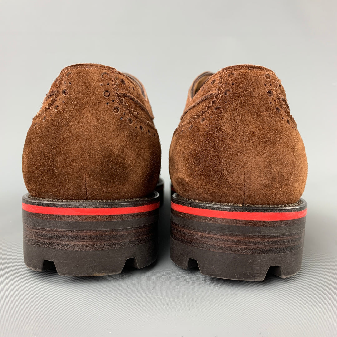 CHRISTIAN LOUBOUTIN Taille 11,5 Chaussures à lacets en daim perforé marron