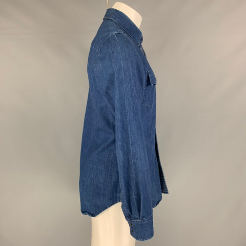 LEVI'S Size M Blue Solid Denim Long Sleeve Shirt