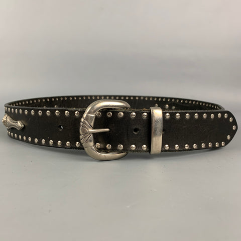 Vintage VERSUS by GIANNI VERSACE Size 38 Black Studded Leather Belt