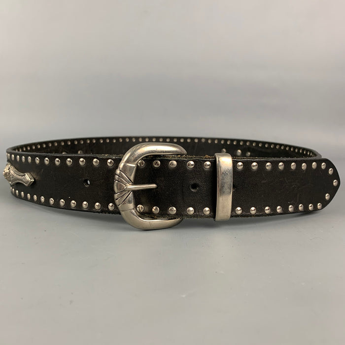 Vintage VERSUS by GIANNI VERSACE Size 38 Black Studded Leather Belt