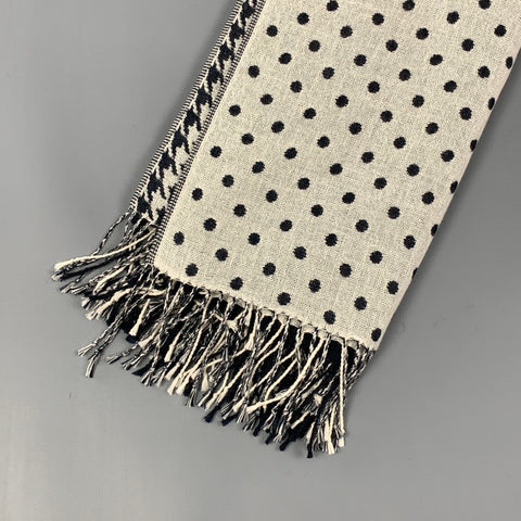 JOSEPH Navy White Mixed Pattern Knitted Scarf